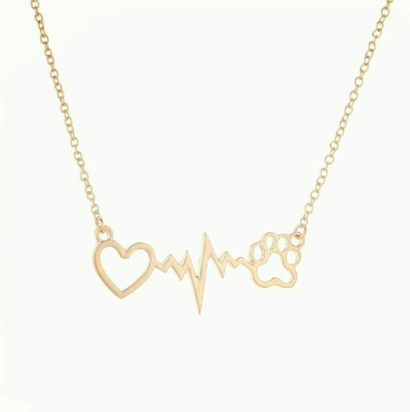 🥰😍Paw Print Heartbeat Heart Necklace😍🥰 - Picture 2 of 3